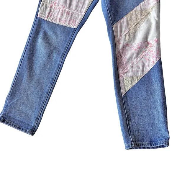Women’s Nordstrom BP quilt high rise patchwork straight leg jeans size 25 - Image 5
