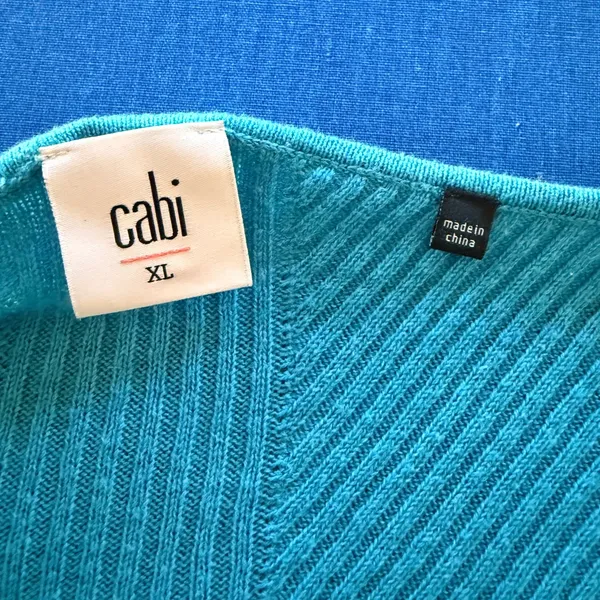 CAbi EUC #3169 Darby Cardigan Women's Vibrant Button-Up Ribbed Blue Cardigan - Image 5