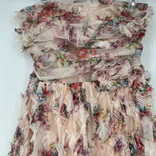 Floral Strapless Maxi Gown sheer lines lightweight - Image 9
