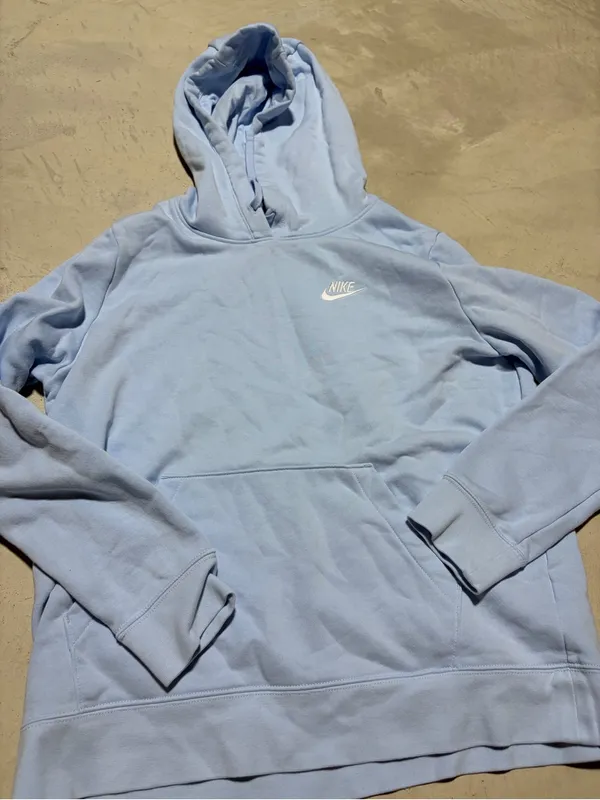 Nike Light Blue Hoodie with White Swoosh Logo medium - Image 2