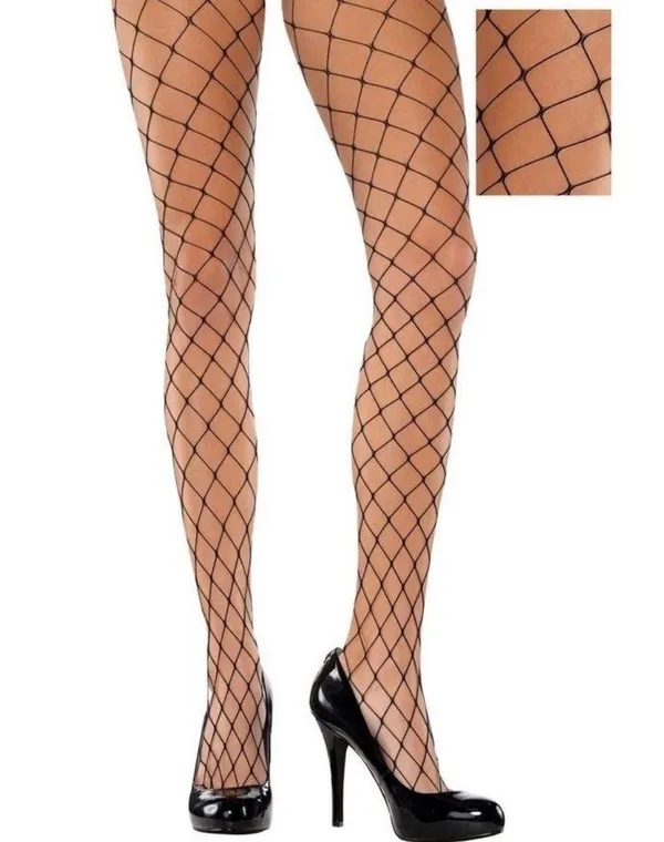 Black Wide-Hole Fishnets Fishnet Stockings Tights Pantyhose Hosiery Size M/L 🪩 - Image 3