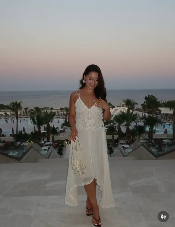 Zara Elegant White Lace Trim Dress beads cream boho hippie summer beach - Image 6