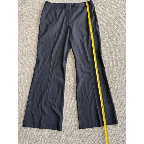 Antonio Melani Black‎ Pinstripe Wool Blend Wide Leg Dress Pants Womens 10 - Image 4