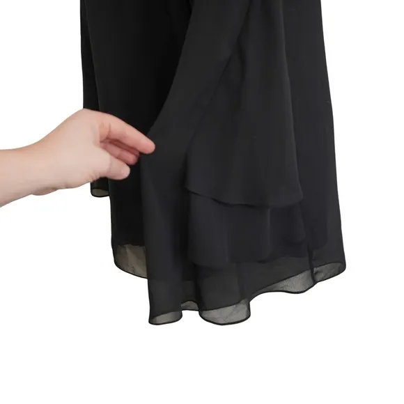 Alex Evenings Black Chiffon Wide Leg Tiered Ruffle Hem Dress Pants Gala‎ Formal - Image 5