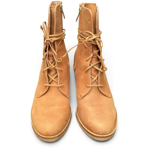 Ugg Oriana Boots Chestnut/Tan Sz 8.5 Side Zip Lace Up Western Prairie Fall - Image 8