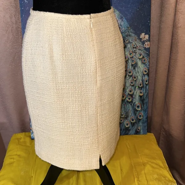 Vintage Ann Taylor Size 4 Wool Blend Cream Skirt - Image 6