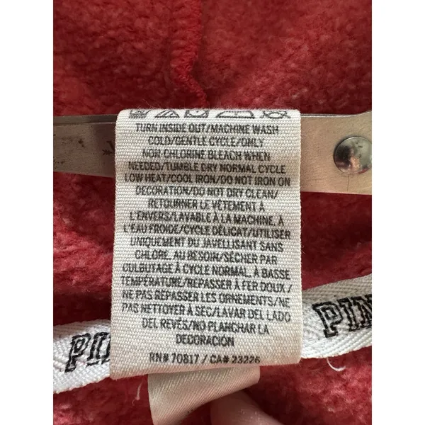 PINK Victoria’s Secret Red Hoodie Women’s Large Spellout Logo Pullover - Image 7