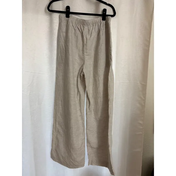 ARITZIA Wilfred The Lodge Pant CruiseLinen Wide Leg In Undyed Ecru Size Medium - Image 4
