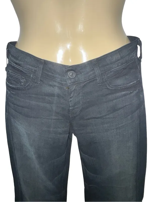 Y2K 7 For All Mankind Dark Black Wide-Leg Flare Jeans NWT - Image 2
