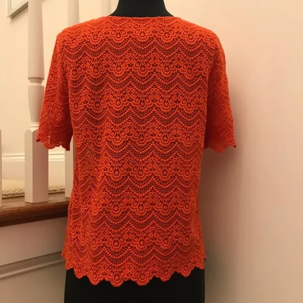 J. Crew Factory Scalloped Lace Shirt Top Size Small - Image 4
