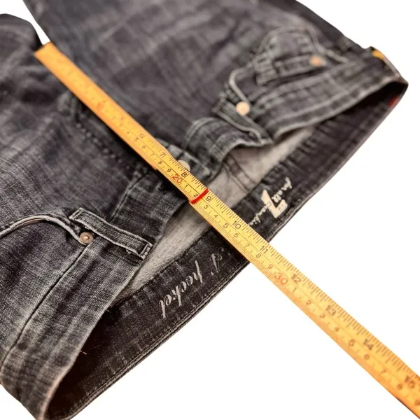 7 For All Mankind A Pocket Bootcut Jeans Size 30 Dark Wash Raw Hem Stretch Denim - Image 11