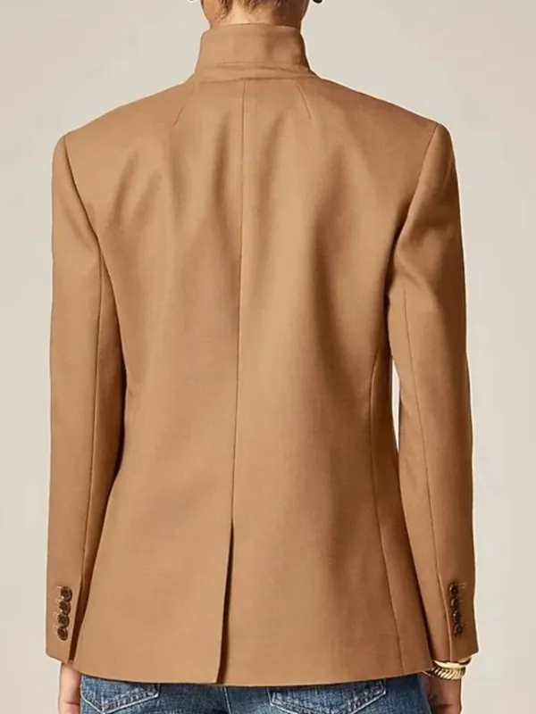 NWT J.Crew Standing Collar Blazer in Warm Camel Wool-blend Flannel Jacket 14 - Image 3