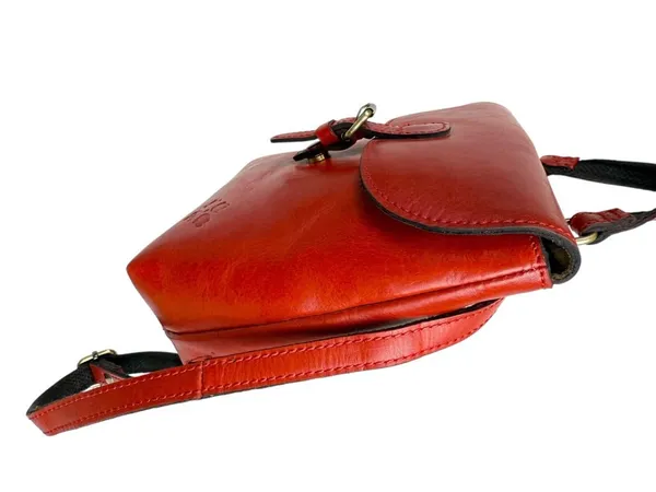 Patricia Nash Small Vatoni Convertible Leather‎ Backpack Papaya Red Leather - Image 5