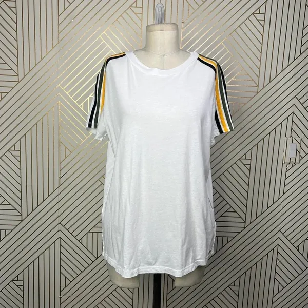 n:Philanthropy Verbena Stripe Shoulder T-Shirt in White Size US‎ Medium - Image 3