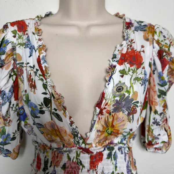 Olivaceous Women Babydoll Dress Small White Floral Butterfly Garden‎ Wedding - Image 10