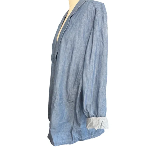 Time and Tru Chambray Blazer Jacket NWT Size XXL 20 Plus Size Light Blue - Image 5