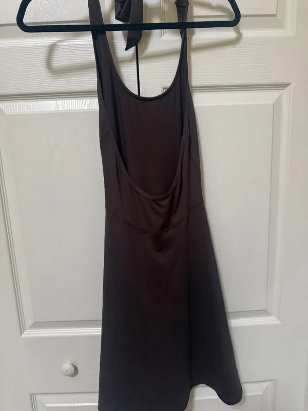 SHEIN Dark Plum Halter Tie-Back Athletic Mini Dress S - Image 5