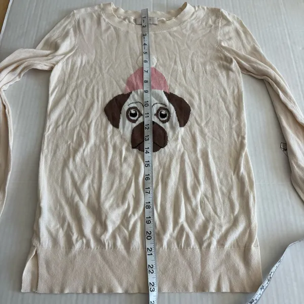 Loft pug 100% cotton crewneck sweater size xs - Image 11