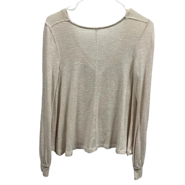 Free People Cream Gold Sparkle Scoop Neck Lightweight Knit Long Sleeve XS - Image 10