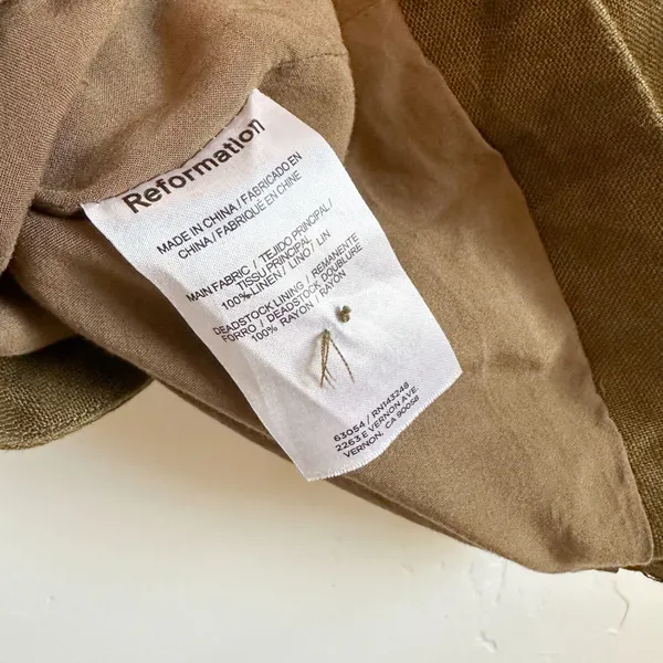 Reformation | Brennan 100% Linen Halter Vest Top in Dark Olive Green‎ - Image 8