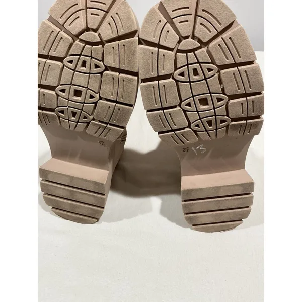 Womans Vivianly Size 7.5 Flesh Color Tall Chunky Heel Boots - Image 5