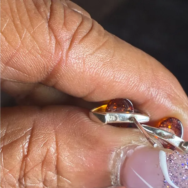 Baltic Honey Amber Stud Earrings: Sterling Silver Gemstone - Image 4