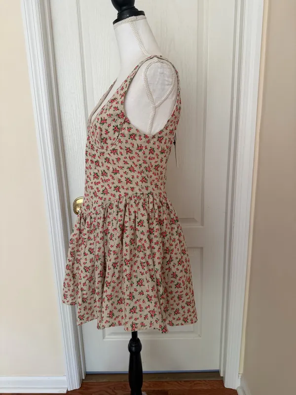 NWT Olivaceous Women’s Floral Print A-Line Dress Linen, Sz L - Image 6