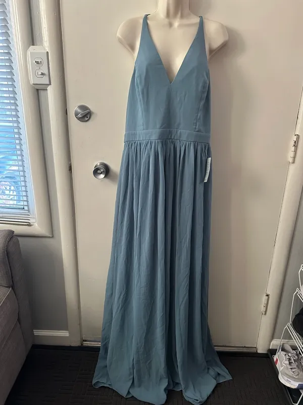 Lulu's Dusty Blue Spaghetti Strap Maxi Dress - Image 2
