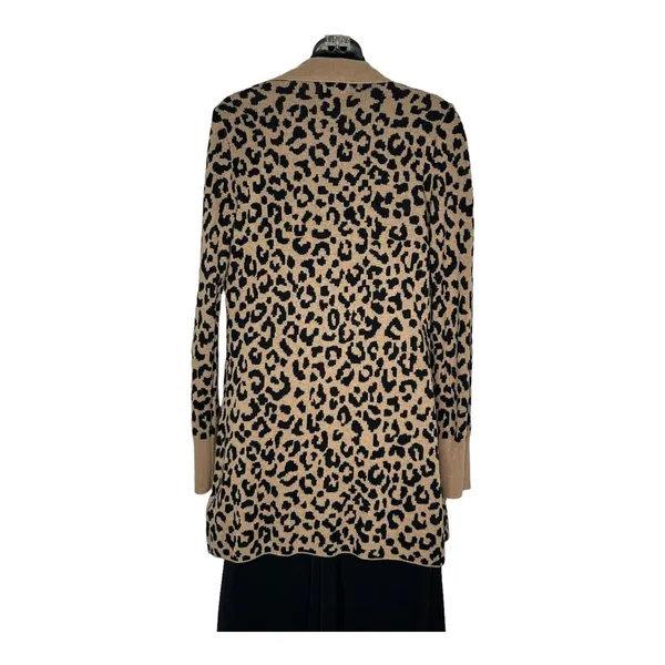 KAISLEY Leopard Print‎ Cardigan Duster Size Small Tan Brown Black - Image 5