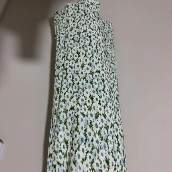 Reformation Beauden Sleeveless V Neck Crepe Midi Dress White Green Floral M - Image 5