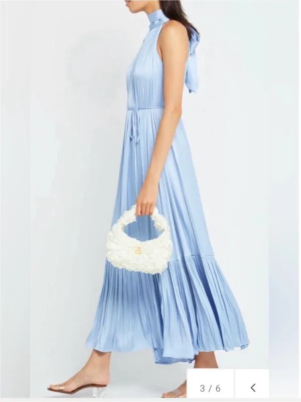 Few Moda Anika Midi Dress size Large L Blue halter tie waist NWT o.p.t - Image 3