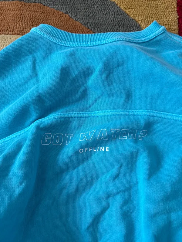 Offline by Aerie Throwback Snap Fleece Crewneck Sweatshirt Blue Cropped Size XXS - Image 5