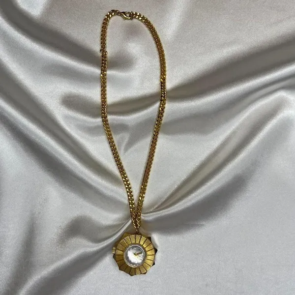 Gold Tone Criterion Pendant Watch Necklace‎ - Image 2
