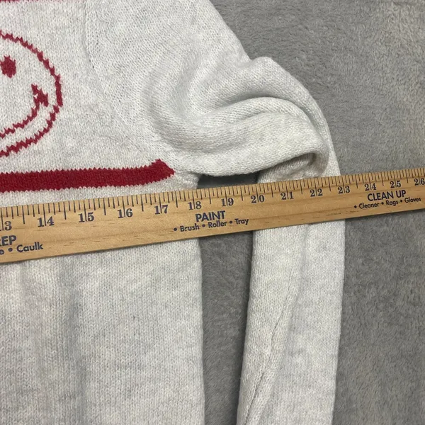 American Eagle Sweater Womens M White Smiley Graphic‎ Mock Neck AE New - Image 6