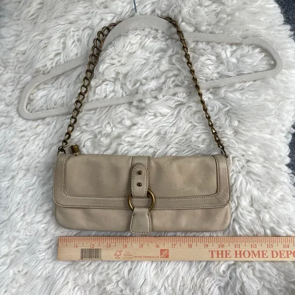 Express Cream Shoulder Bag Faux Leather Gold Chain Strap Boho Chic Parisian Euro - Image 5