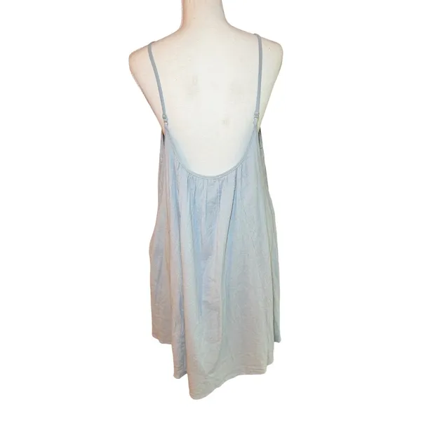 Wishlist Blue Gauze Swing Dress L Strappy Low Back Pockets Flowy - Image 3