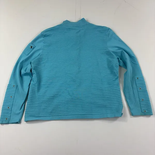 Jamie Sadock Jacket Womens Large Blue Full Zip Knit Golf Pockets Made In USA - Image 9