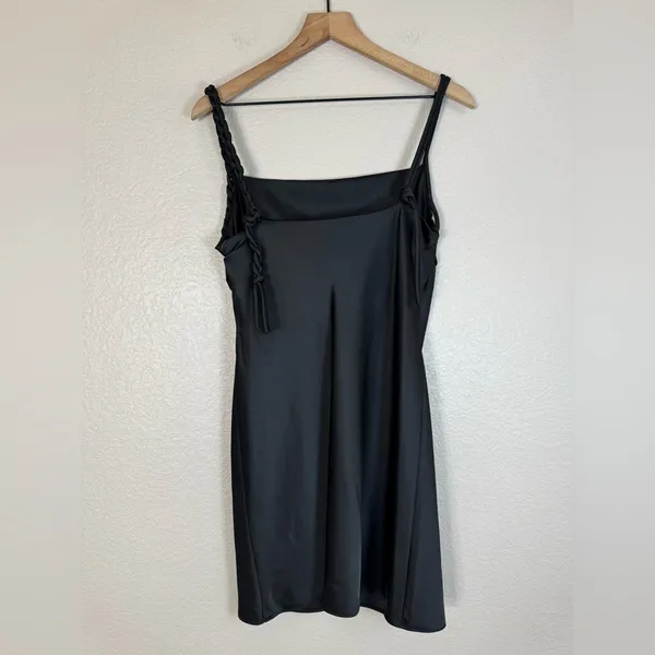 House Of Harlow 1960 x Revolve Black Satin Braided Strap Slip Mini Dress M $210 - Image 8