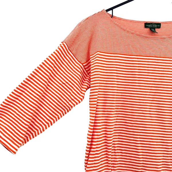 Lauren Jeans Co Size Medium‎ Shirt Red Pinstripe 3/4 Sleeve Casual Everyday LRL - Image 3