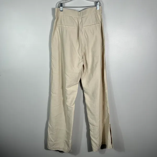 H&M Light Beige Tan High Waisted Straight Leg Slack Trouser Pants Size 4 Office - Image 5