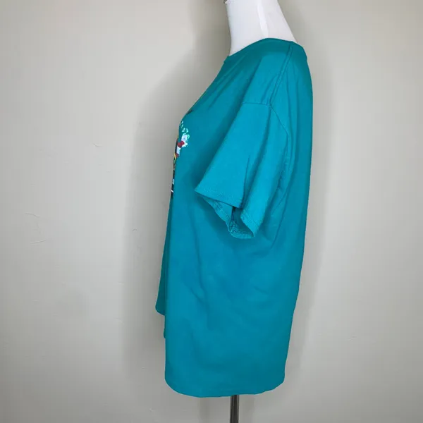 Delta Pro Weight Vintage Teal USA Sunflower Home Graphic Tee T Shirt Sz Large - Image 3