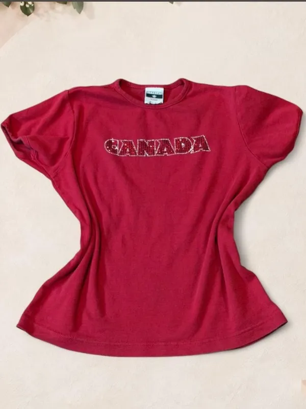 Vintage Cityscape Canada Rhinestone Baby Tee Size S - Image 6