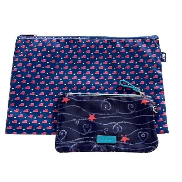 Set Of 2 Vera Bradley Vineyard Vines Womens Cosmetic Pouch Clutch Blue Red‎ - Image 2