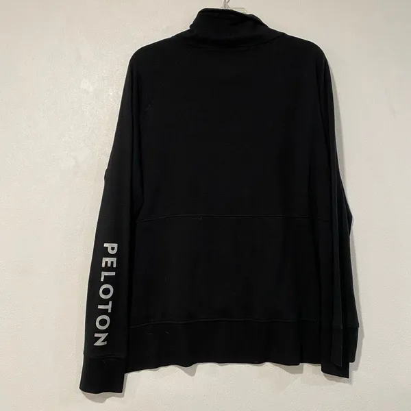 Peloton Black Funnel Neck Sweatshirt Pullover Logo Hoodie Size L - Image 3