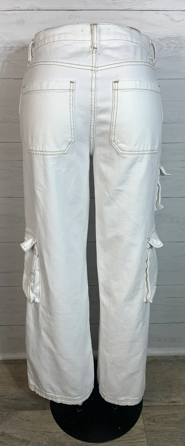 PacSun 90's baggy cargo jeans size 28 ivory womens - Image 4