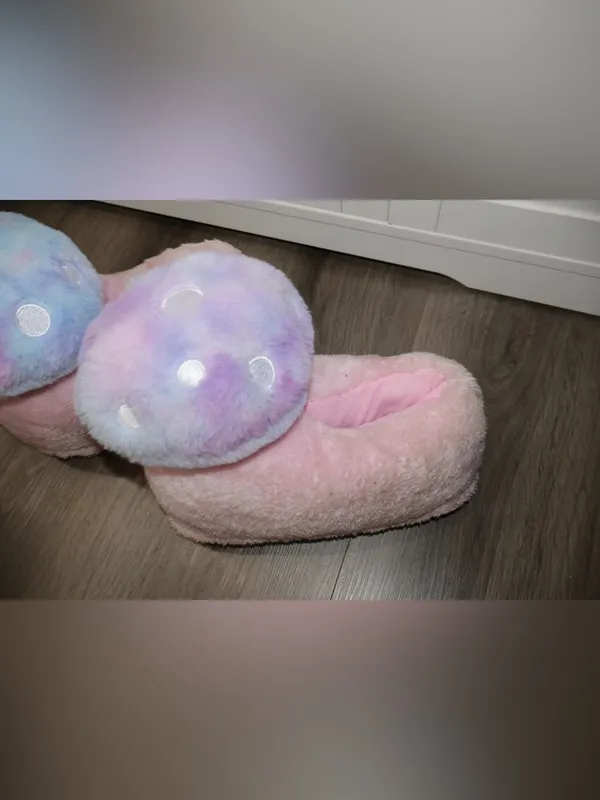 Dolls Kill womens Totally Trippin' Mushroom Slippers - baby pink, blue purple - Image 8