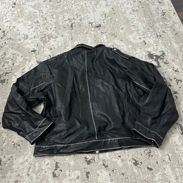 Black Faux Leather Moto Jacket | Zip Details | Size 8 - Image 2