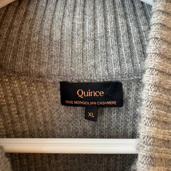 Quince Fisherman Sweater Women XL Grey Mongolian Cashmere Full Zip STIEC01 - Image 3