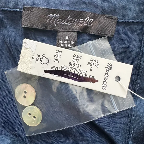 Dress Satin Button-Front Midi Classic Indigo 8 NWT New - Image 10
