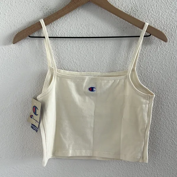 NWT Champion Retro Cream Branded Cami Baby Tank Top Medium - Image 4